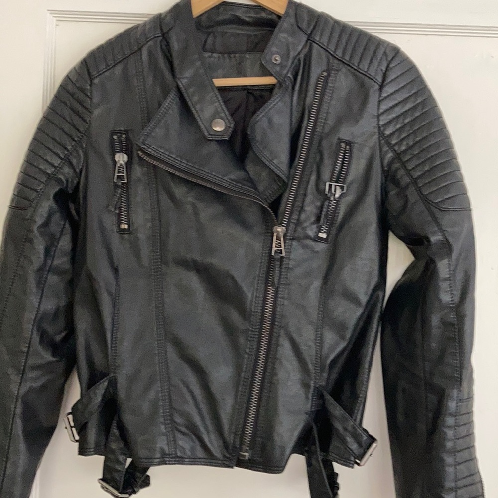 Faux leather moto jacket